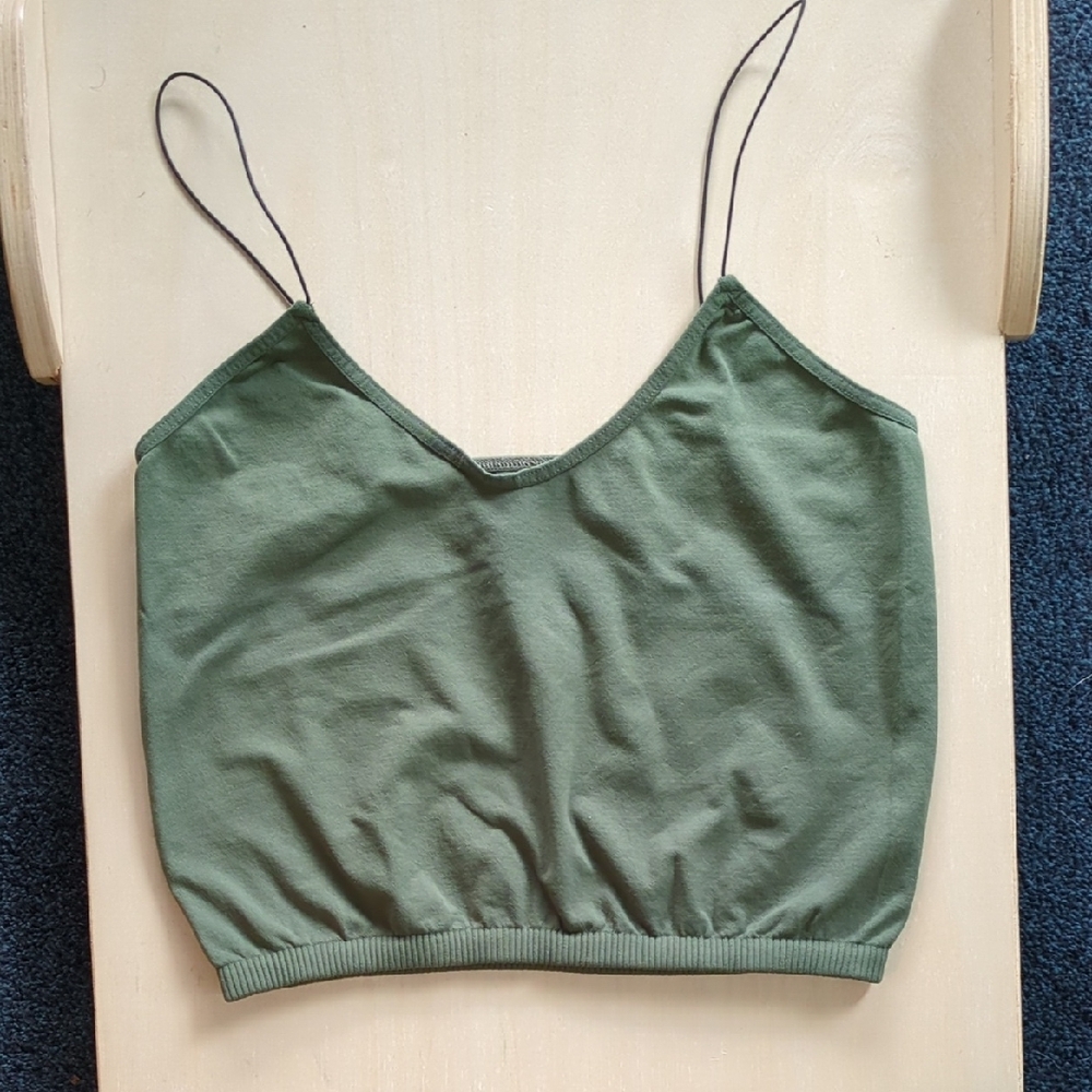 FP Intimately Skinny Strap Seamless Brami- Size M/L Color Olive Green, NWOT
